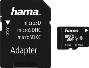 Hama 124152 mSDXC 64GB C10 UI V10 80MB/s +A/F