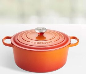 Le Creuset Signature Bräter 26 cm rund ofenrot, Emaille hell