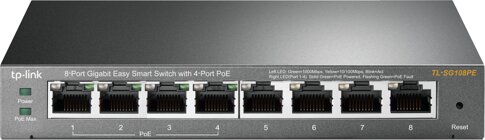 TP-Link TL-SG108PE Managed L2 Gigabit Ethernet (10/100/1000) Power over Ethernet (PoE) Schwarz